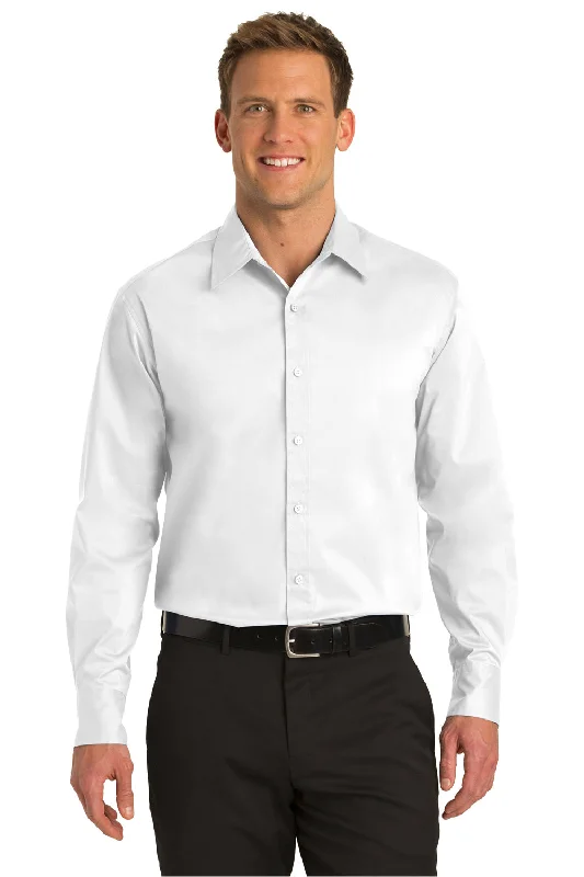 Port Authority Mens Long Sleeve Button Down Shirt - White - Closeout