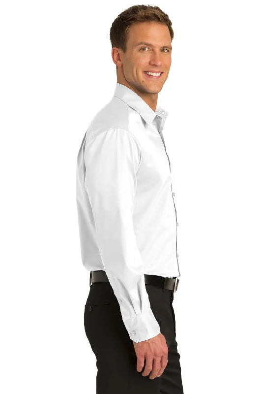 Port Authority Mens Long Sleeve Button Down Shirt - White - Closeout