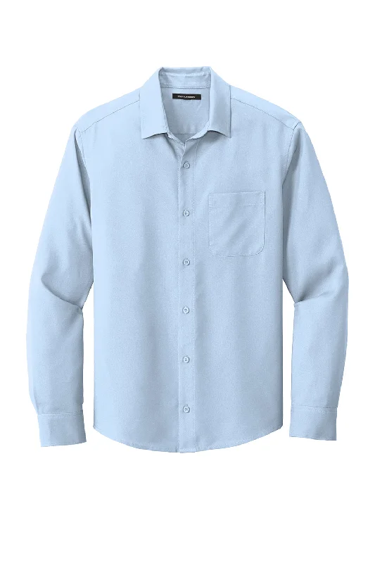 Port Authority Mens Performance Moisture Wicking Long Sleeve Button Down Shirt w/ Pocket - Cloud Blue