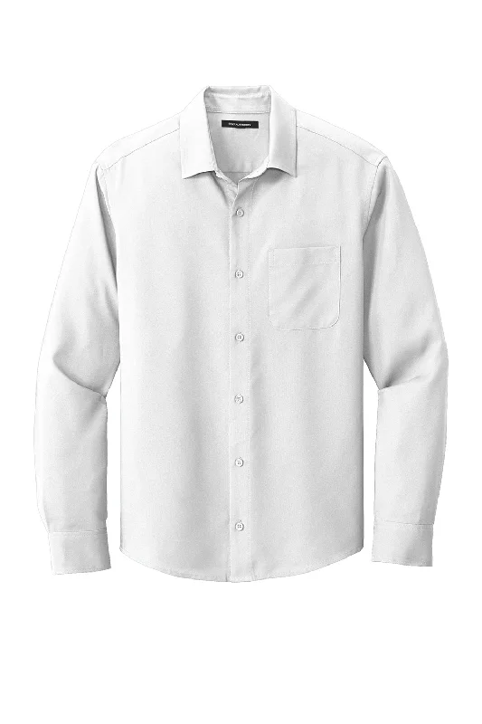 Port Authority Mens Performance Moisture Wicking Long Sleeve Button Down Shirt w/ Pocket - White