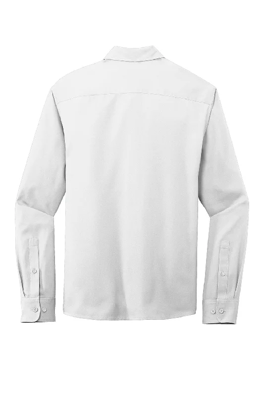 Port Authority Mens Performance Moisture Wicking Long Sleeve Button Down Shirt w/ Pocket - White