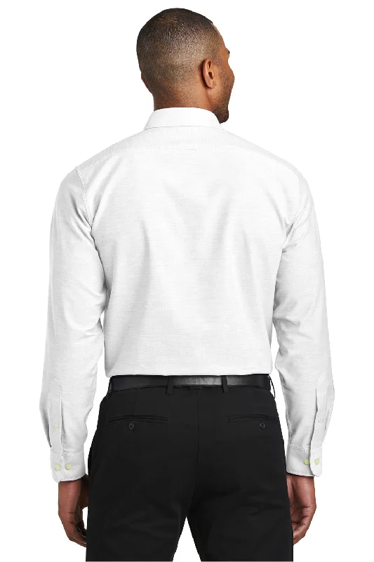 Port Authority Mens SuperPro Oxford Wrinkle Resistant Long Sleeve Button Down Shirt - White