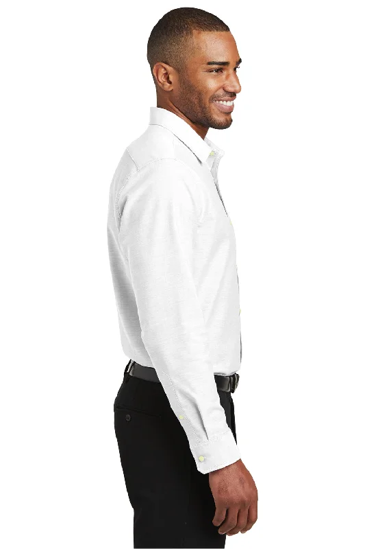 Port Authority Mens SuperPro Oxford Wrinkle Resistant Long Sleeve Button Down Shirt - White