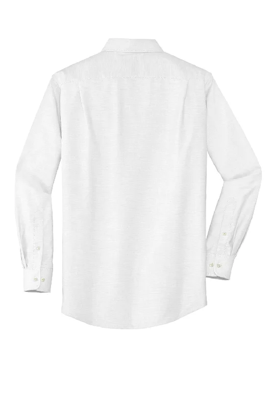 Port Authority Mens SuperPro Oxford Wrinkle Resistant Long Sleeve Button Down Shirt - White