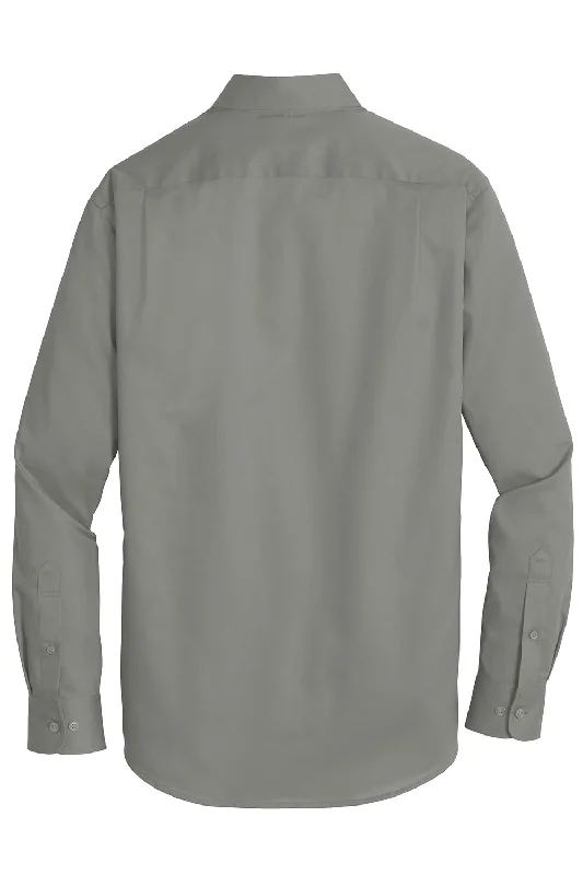 Port Authority Mens SuperPro Wrinkle Resistant Long Sleeve Button Down Shirt w/ Pocket - Monument Grey