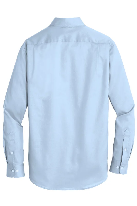 Port Authority Mens SuperPro Wrinkle Resistant Long Sleeve Button Down Shirt w/ Pocket - Cloud Blue