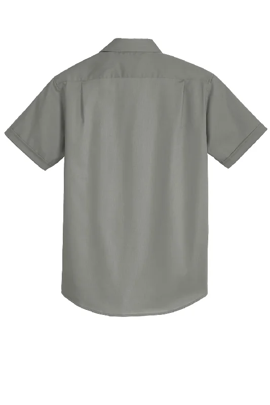 Port Authority Mens SuperPro Wrinkle Resistant Short Sleeve Button Down Shirt w/ Pocket - Monument Grey