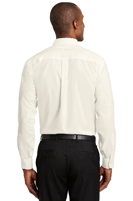 Red House Mens Pinpoint Oxford Wrinkle Resistant Long Sleeve Button Down Shirt w/ Pocket - Ivory Chiffon White - Closeout