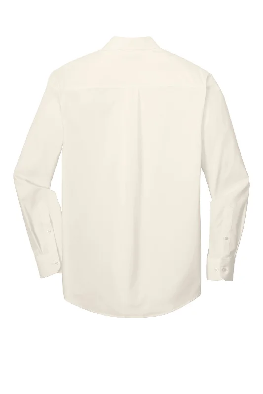 Red House Mens Pinpoint Oxford Wrinkle Resistant Long Sleeve Button Down Shirt w/ Pocket - Ivory Chiffon White - Closeout