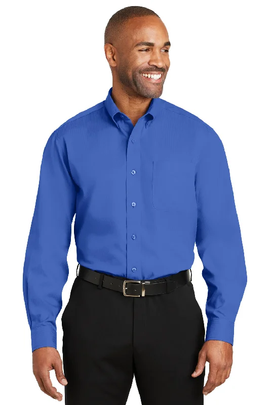 Red House Mens Wrinkle Resistant Long Sleeve Button Down Shirt w/ Pocket - Medium Blue - Closeout