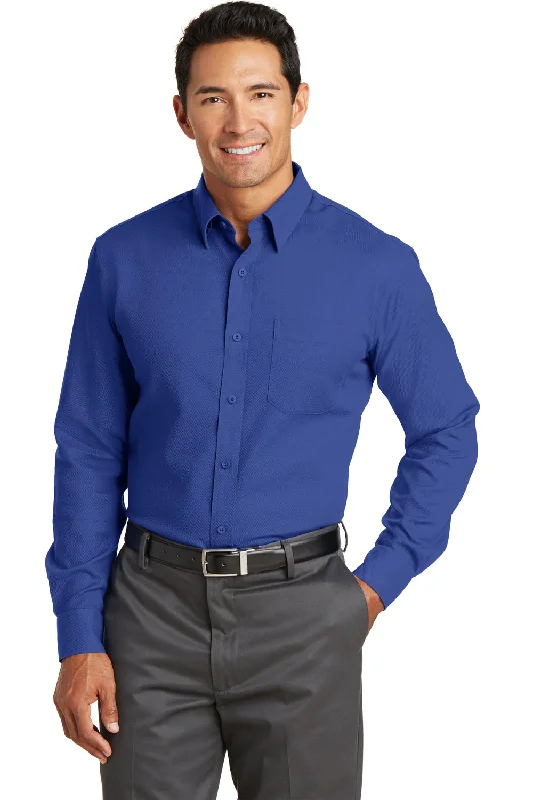 Red House Mens Wrinkle Resistant Long Sleeve Button Down Shirt w/ Pocket - Royal Blue - Closeout