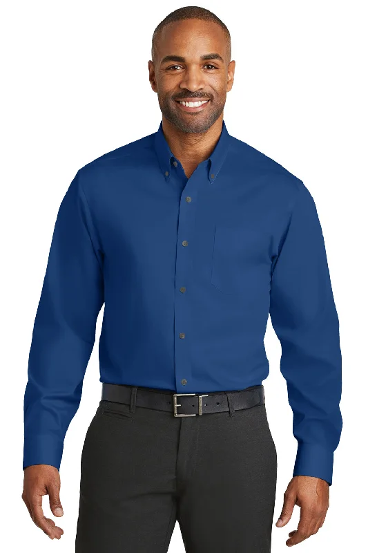 Red House Mens Wrinkle Resistant Long Sleeve Button Down Shirt w/ Pocket - Blue Horizon - Closeout