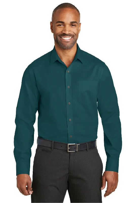 Red House Mens Wrinkle Resistant Long Sleeve Button Down Shirt w/ Pocket - Bluegrass Green - Closeout