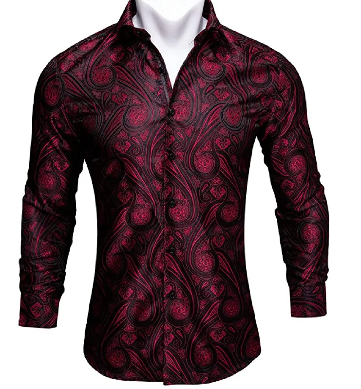 Black Red Paisley Casual Shirts-CY-0001