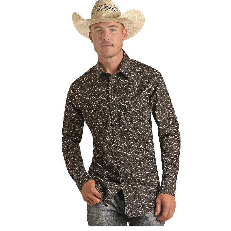 Rock & Roll Men's Black Longhorn Shirt