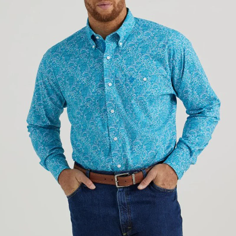 Wrangler Men's Blue Paisley Long Sleeve