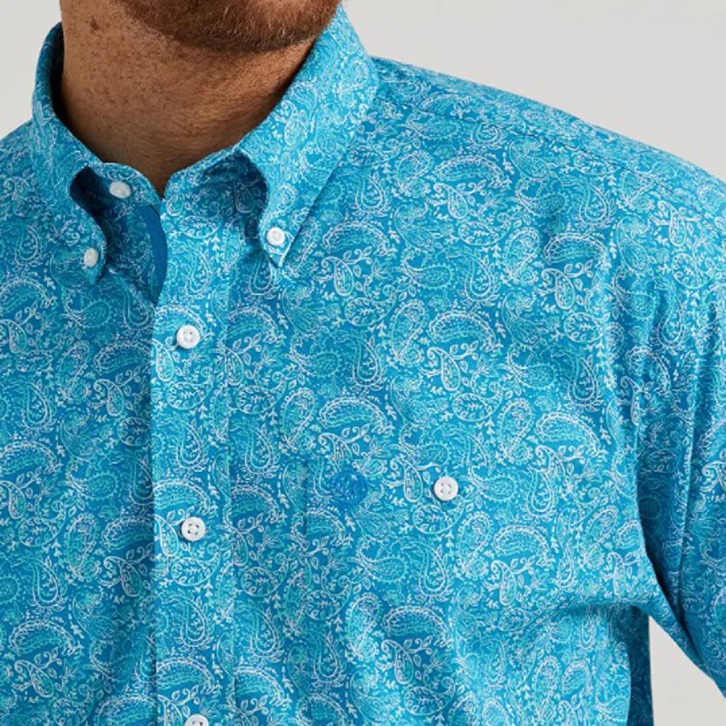 Wrangler Men's Blue Paisley Long Sleeve