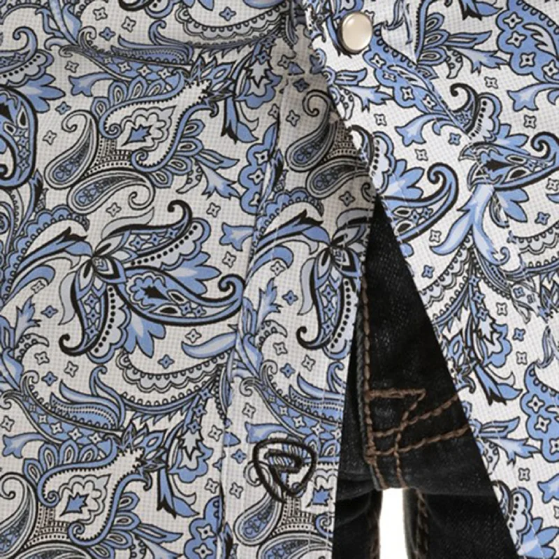 Rock & Roll Men's Blue Paisley Long Sleeve Shirt