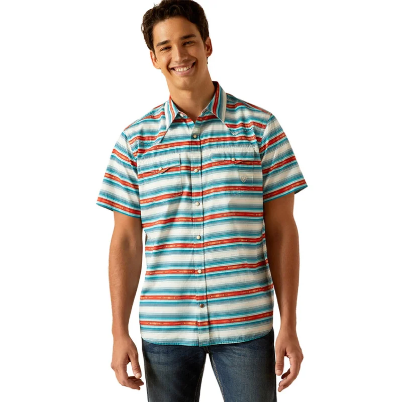 Ariat Men's Blue & Red Retro Stripe Short Sleeve