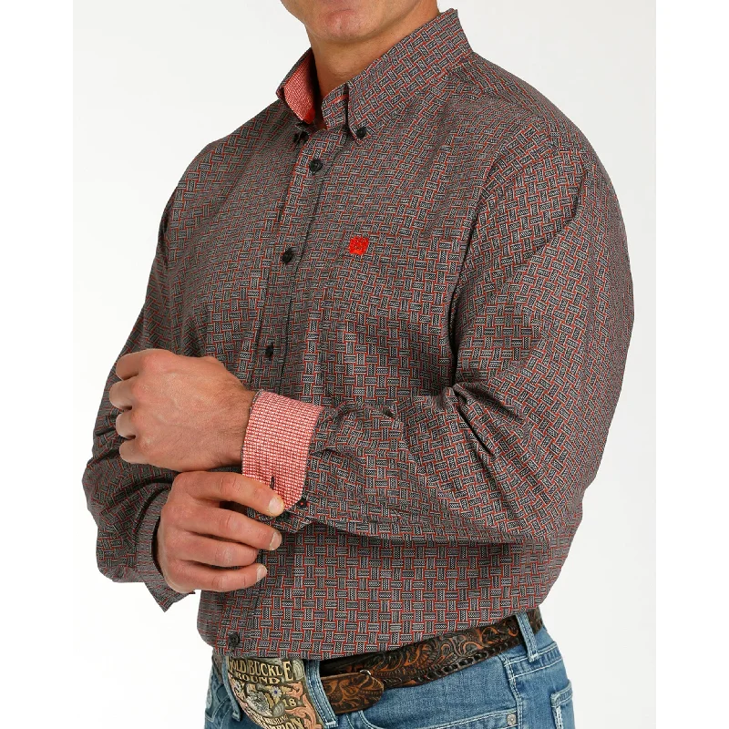 Cinch Men's Charcoal Print Long Sleeve