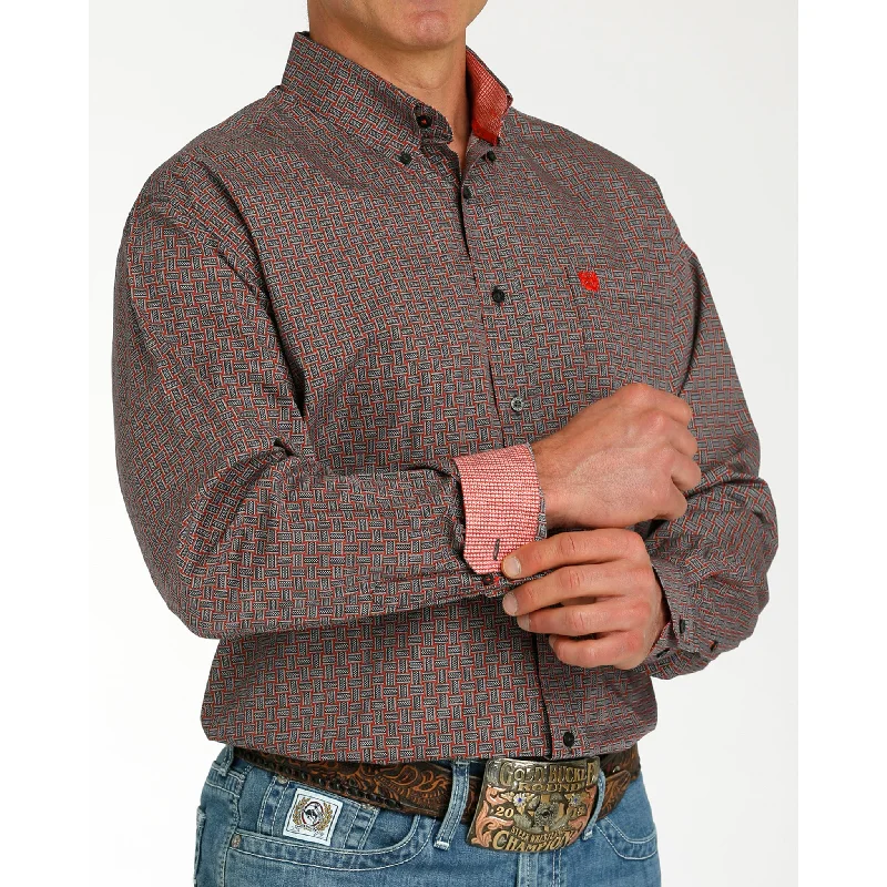 Cinch Men's Charcoal Print Long Sleeve