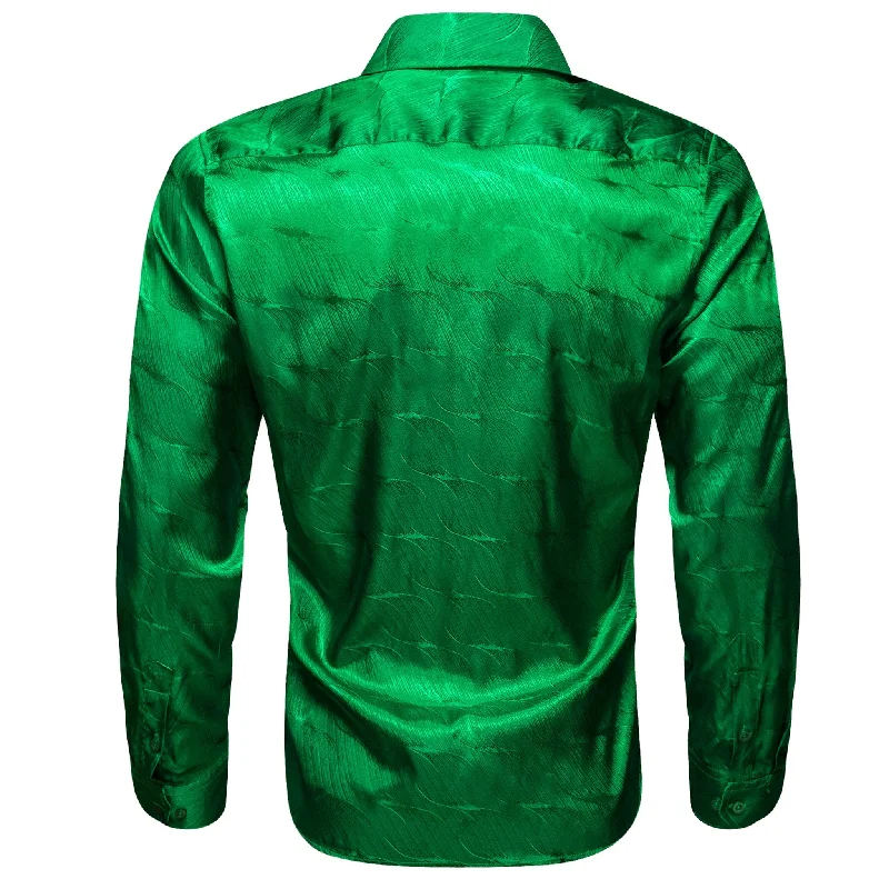 Cobalt Green Ripple Silk Men's Shirt-CY-0680