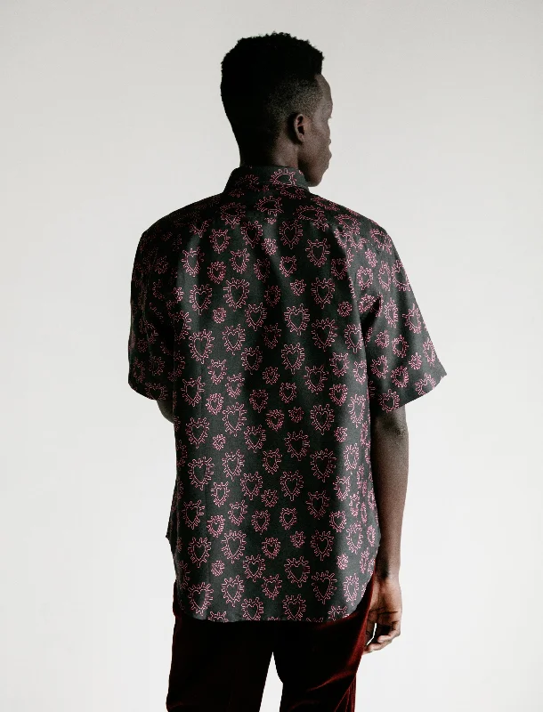 SS Model 1 Shirt Printed Silk Pink Hearts