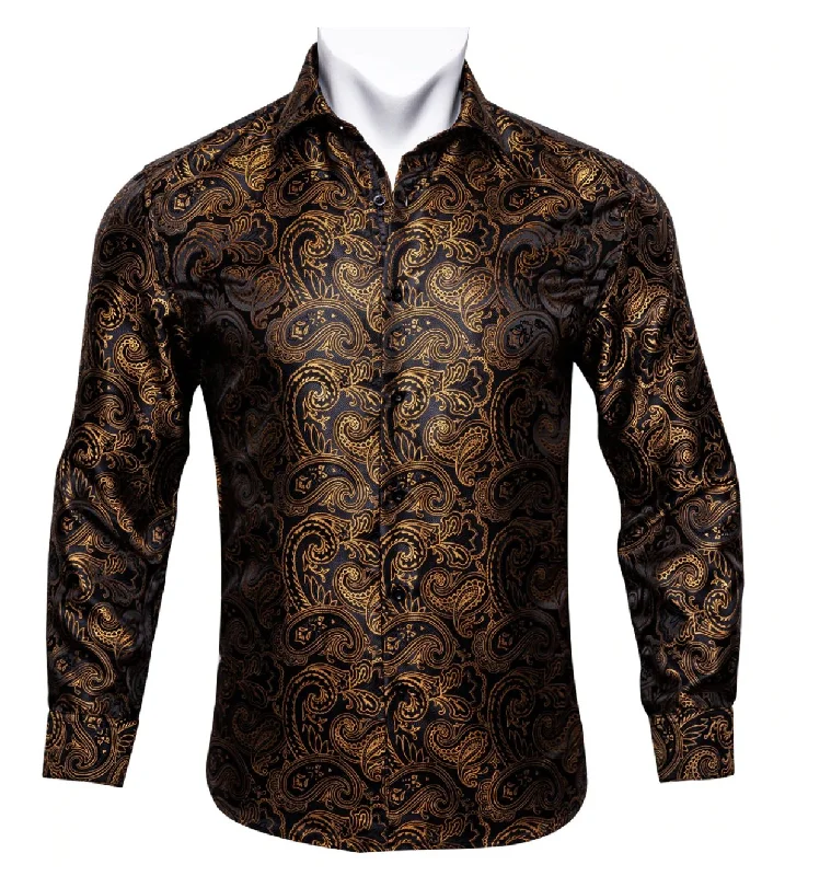 Black Golden Paisley Shirt.CY-1038