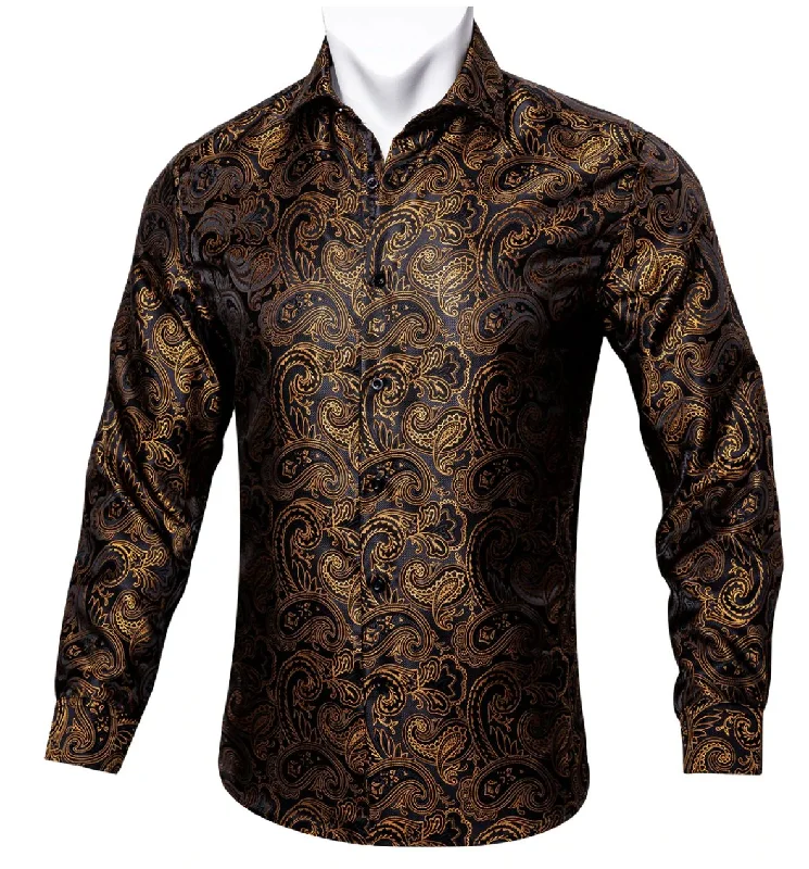 Black Golden Paisley Shirt.CY-1038