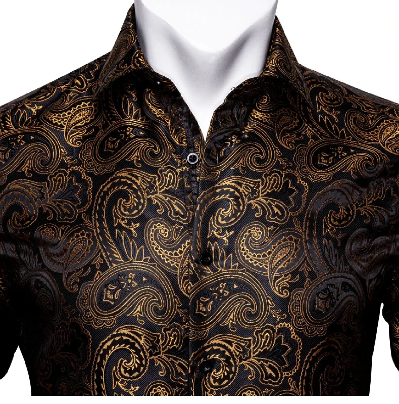 Black Golden Paisley Shirt.CY-1038