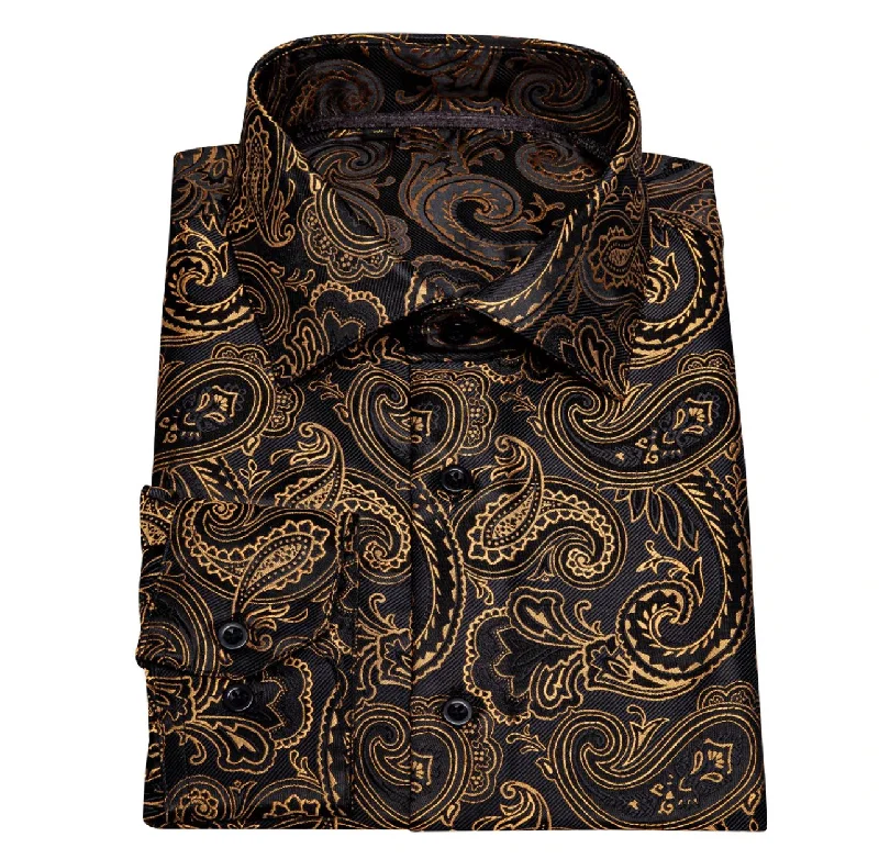 Black Golden Paisley Shirt.CY-1038