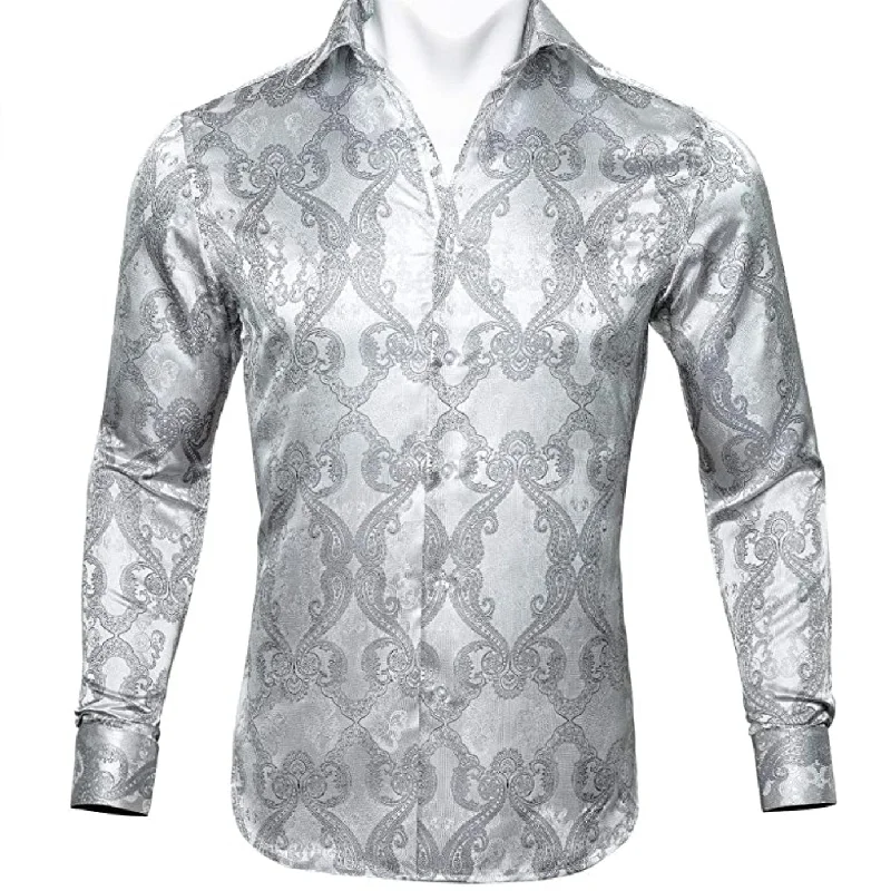 Bright Grey Paisley Casual Shirts. CY-0021