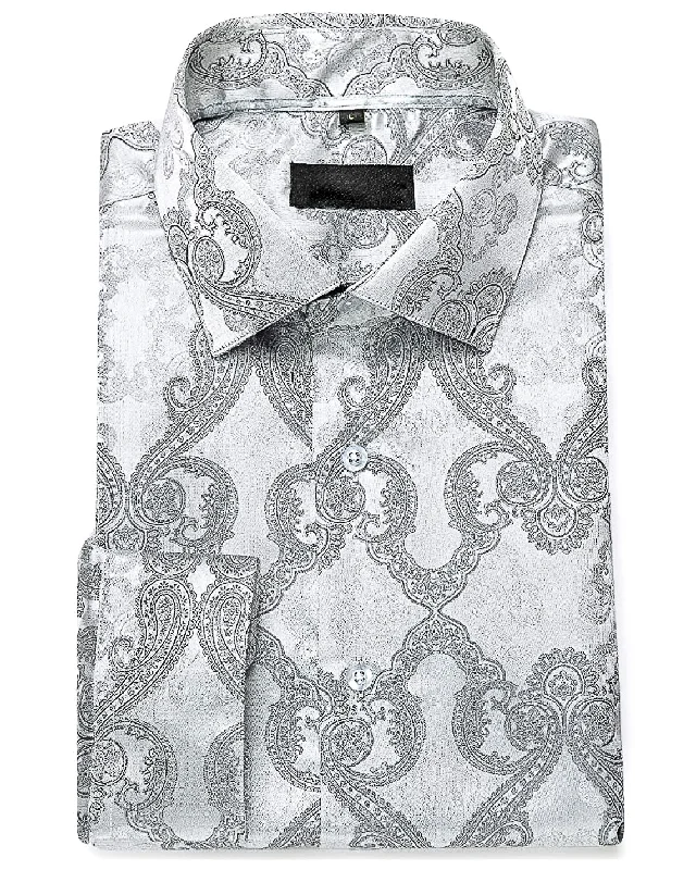 Bright Grey Paisley Casual Shirts. CY-0021