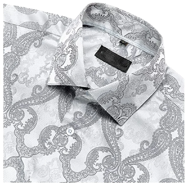 Bright Grey Paisley Casual Shirts. CY-0021