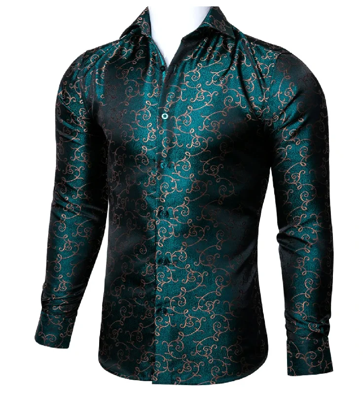 Novelty Green Floral Shirt.CY-0023