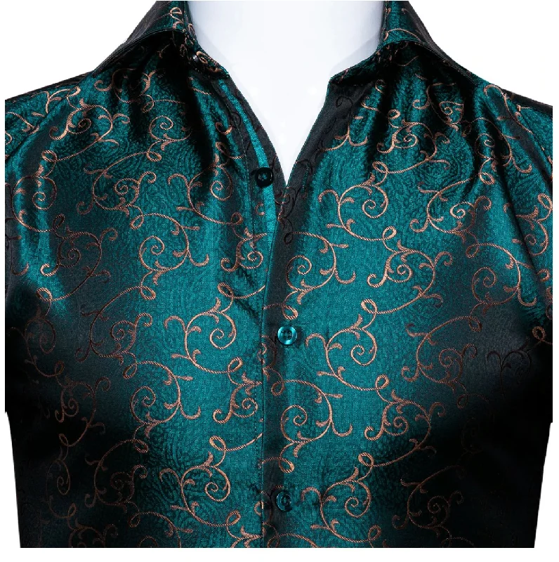 Novelty Green Floral Shirt.CY-0023