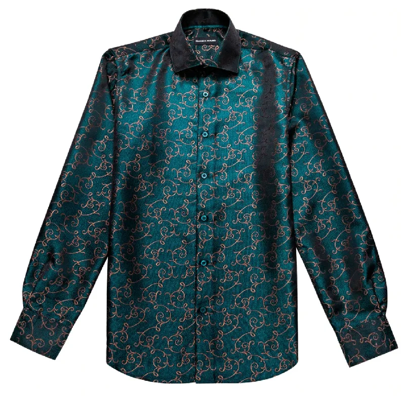 Novelty Green Floral Shirt.CY-0023