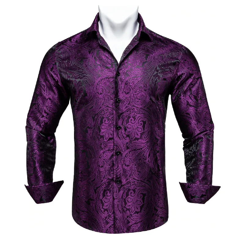 Purple Paisley Casual Shirts-CY-0009