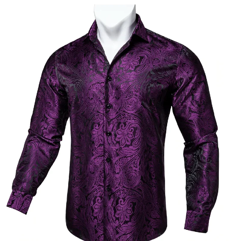 Purple Paisley Casual Shirts-CY-0009