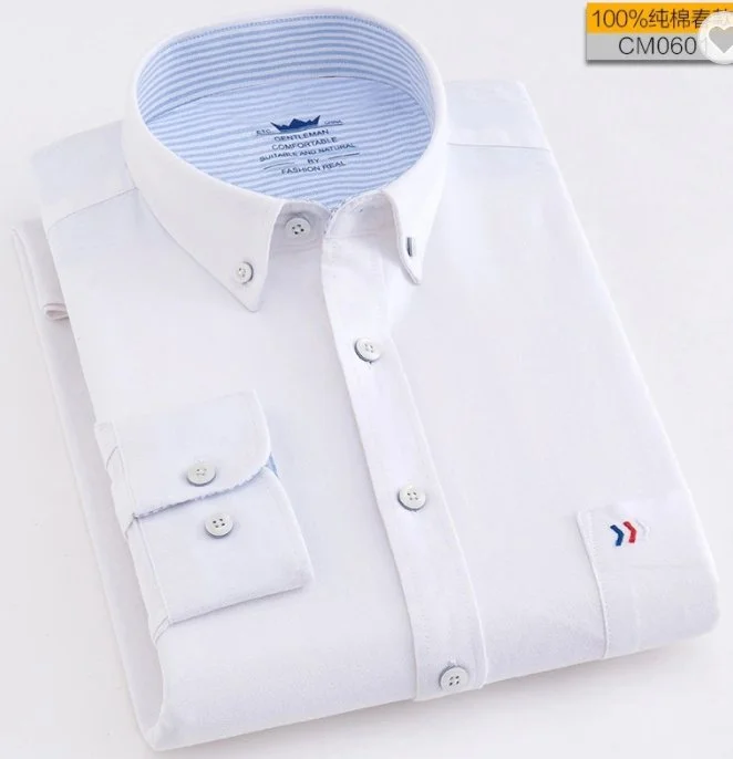 White  High -Quality Business and Casual shirt  Cotton Long sleeve