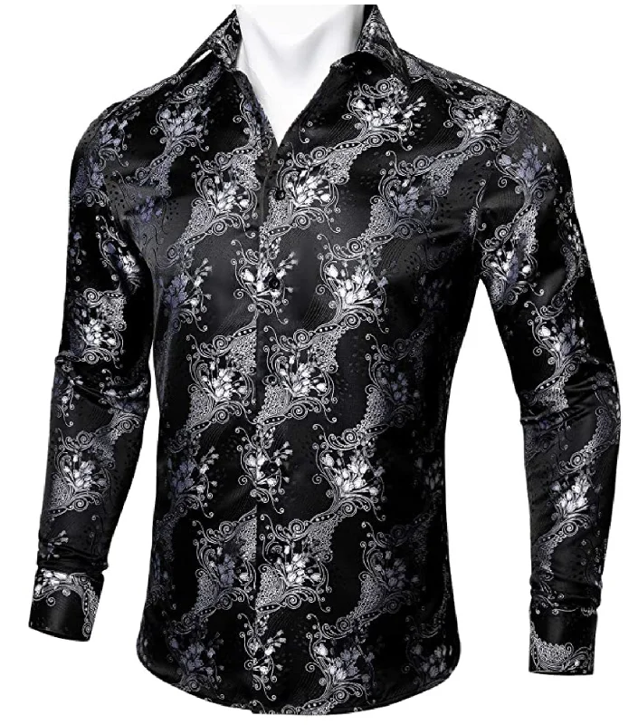 Black and White Paisley Casual Shirts-CY-0016