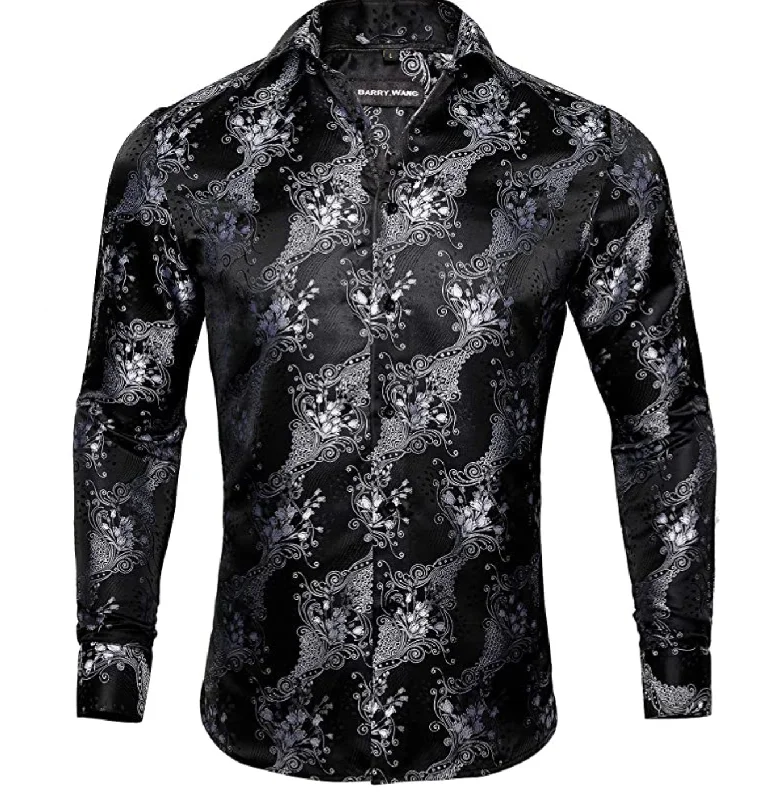 Black and White Paisley Casual Shirts-CY-0016