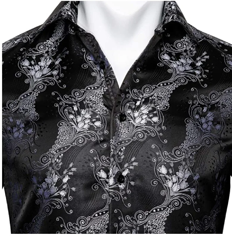 Black and White Paisley Casual Shirts-CY-0016