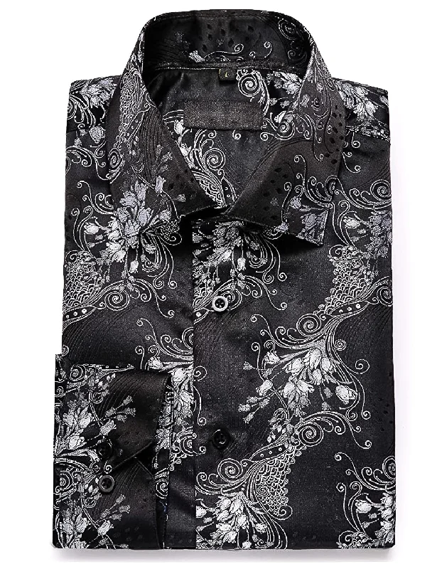 Black and White Paisley Casual Shirts-CY-0016