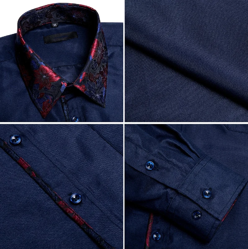 Deep Blue Red Stitching Shirt- CY-1205