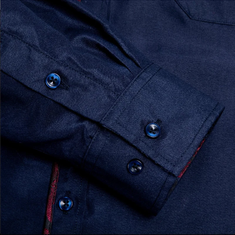 Deep Blue Red Stitching Shirt- CY-1205