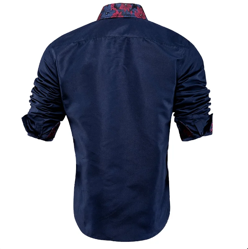 Deep Blue Red Stitching Shirt- CY-1205