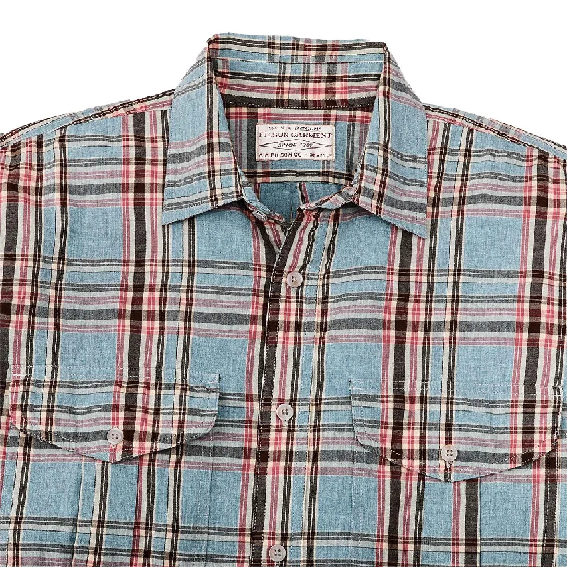 Filson Washed Feather Cloth Shirt Light Blue / Red / Natural Plaid