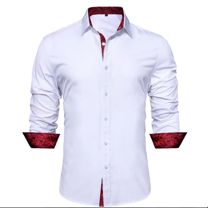 Formal White Red Splicing Men's Shirt- CY-0324