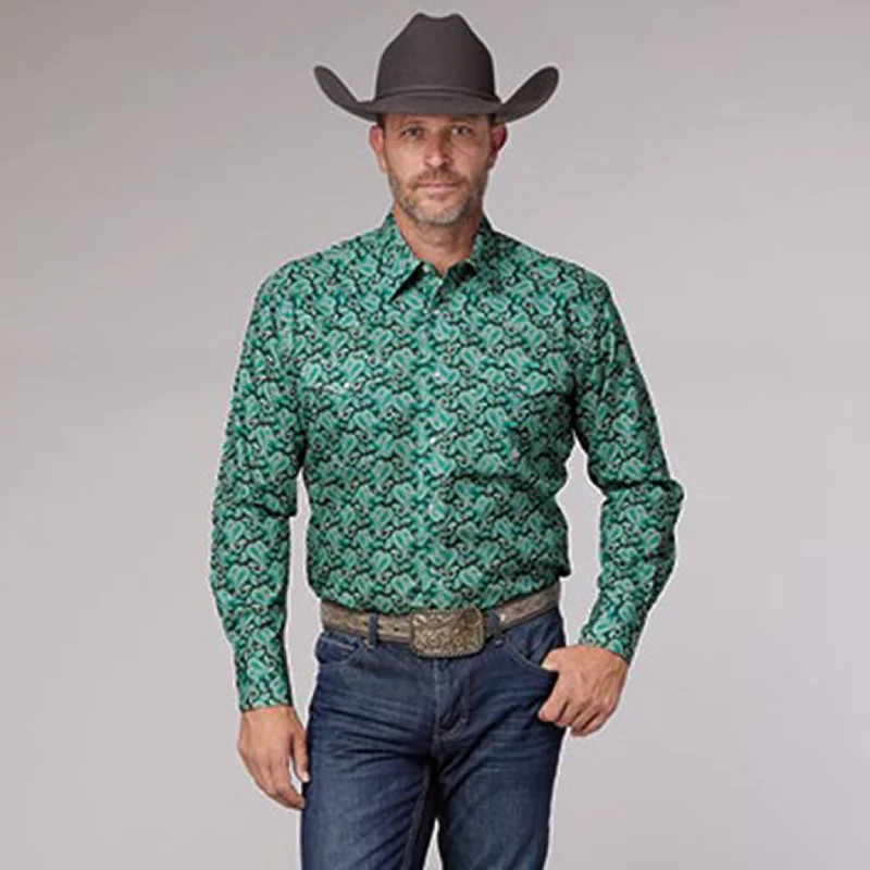 Roper Men's Green Paisley Long Sleeve